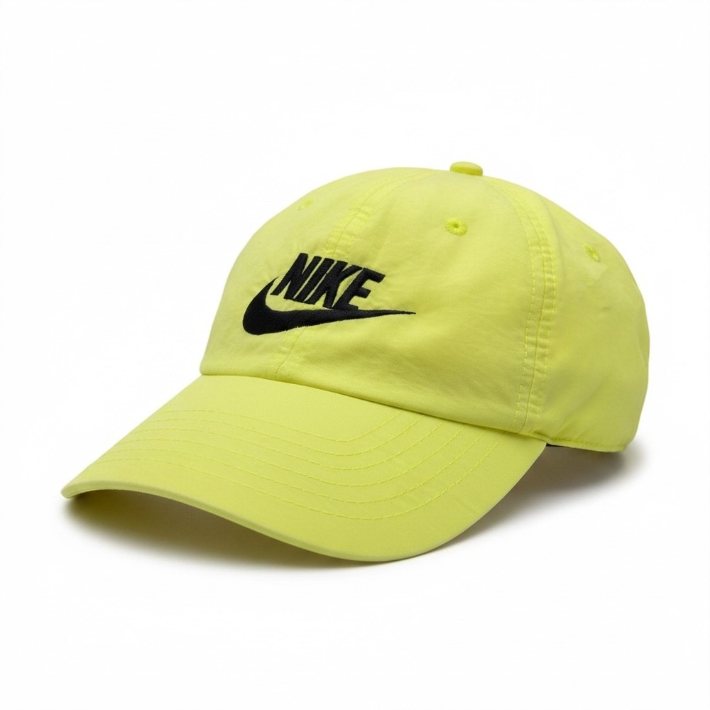 Vintage Snapback Hat Nike OS Neon Yellow Synthetic Embroidered Swoosh Logo